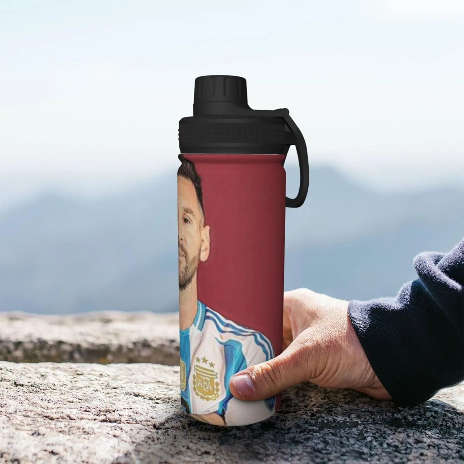 M-essi 18OZ sports insulated water bottle easy to carry with spout cover, insulated water bottle White