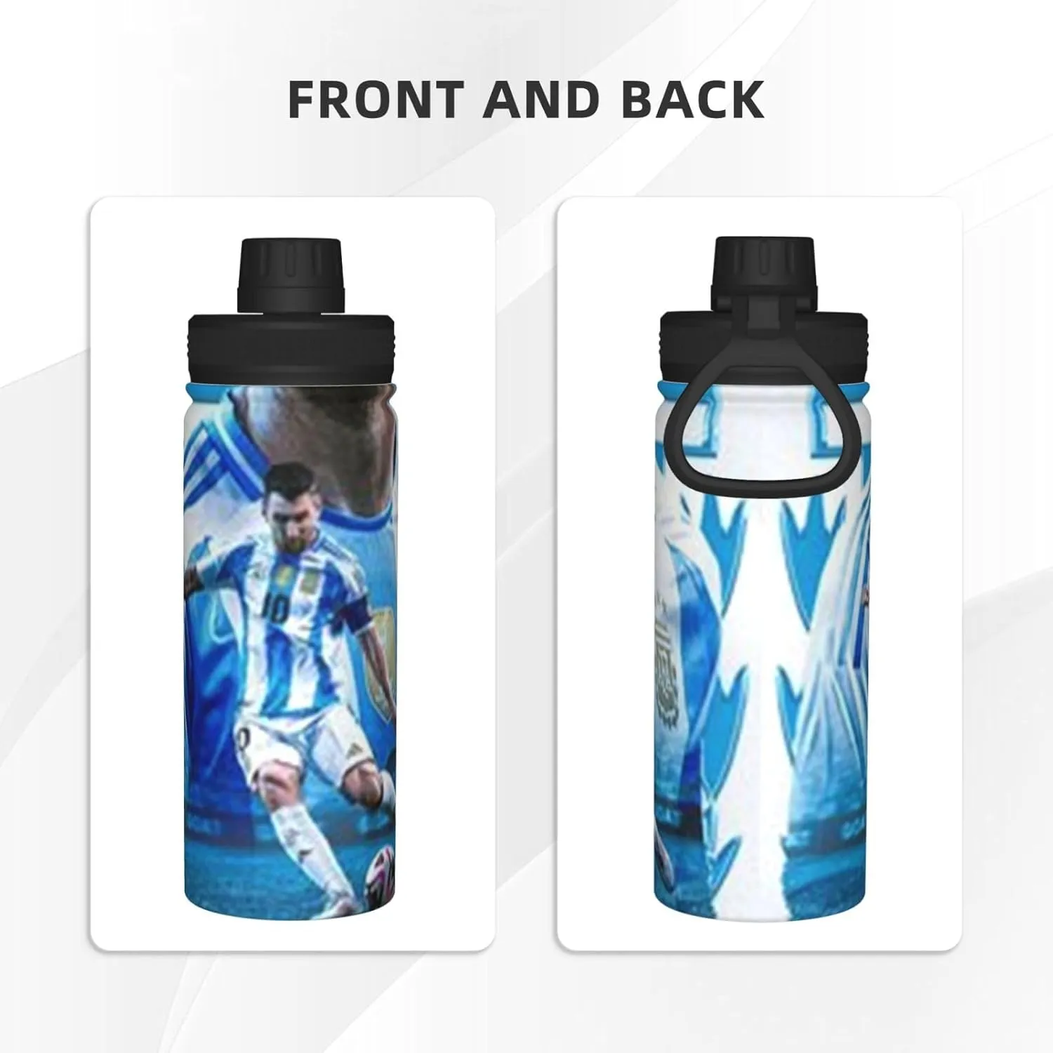 M-essi 18OZ sports insulated water bottle easy to carry with spout cover, insulated water bottle White