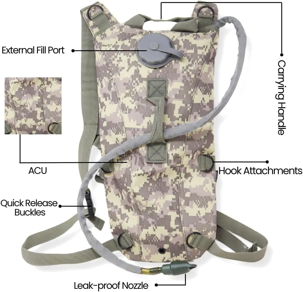 M MCGUIRE GEAR Hydration Backpack, with 3L/100 oz. Hydration Pack, Water-Resistant Nylon Hiking Pack with Water Bladder for Running, Cycling, and Biking