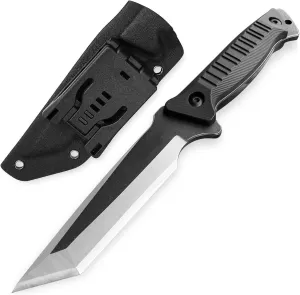 MADSABRE 9.8" Fixed Blade Survival Knife Full Tang Hunting Knife with Kydex Sheath - D2 Steel Tanto Blade and G10 Handle Tactical Knives for Men for Outdoor Camping Hiking