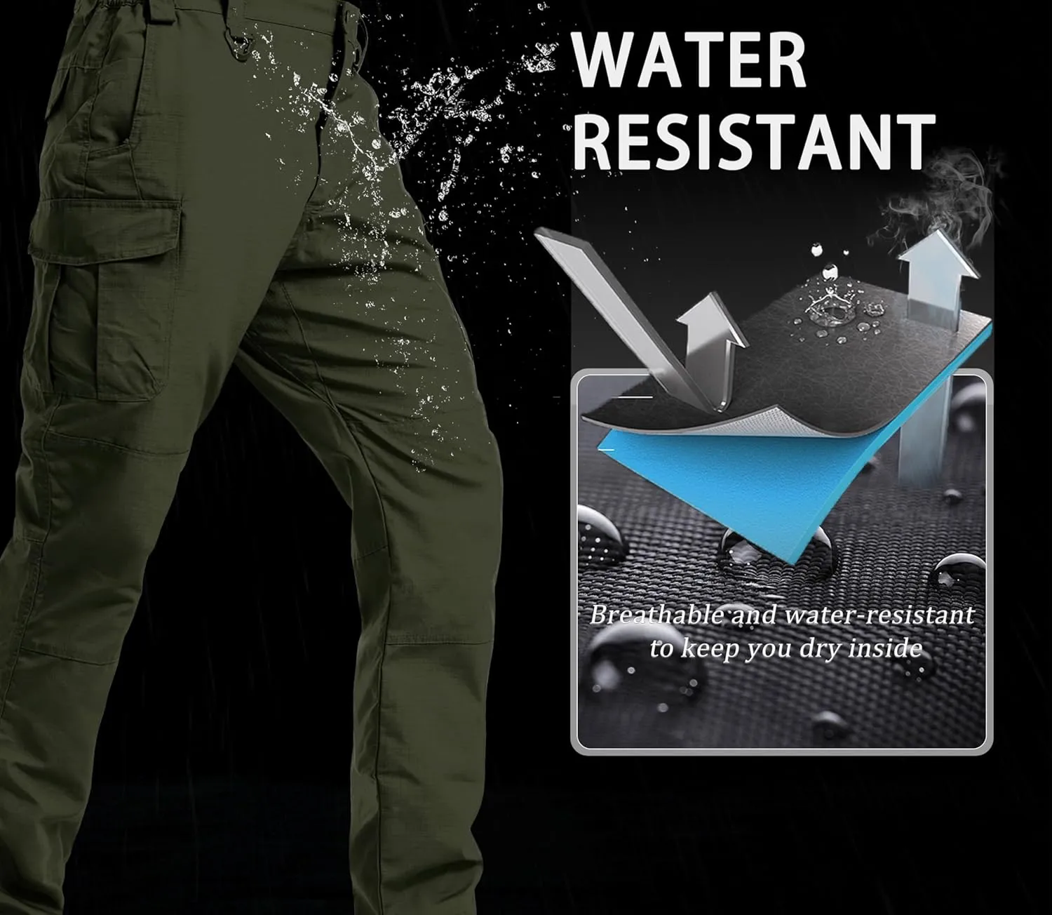 MAGCOMSEN Men's Tactical Pants 9 Pockets Ripstop, Water Repellent, Cargo Pants for Work, Hiking, Hunting(No Belt)