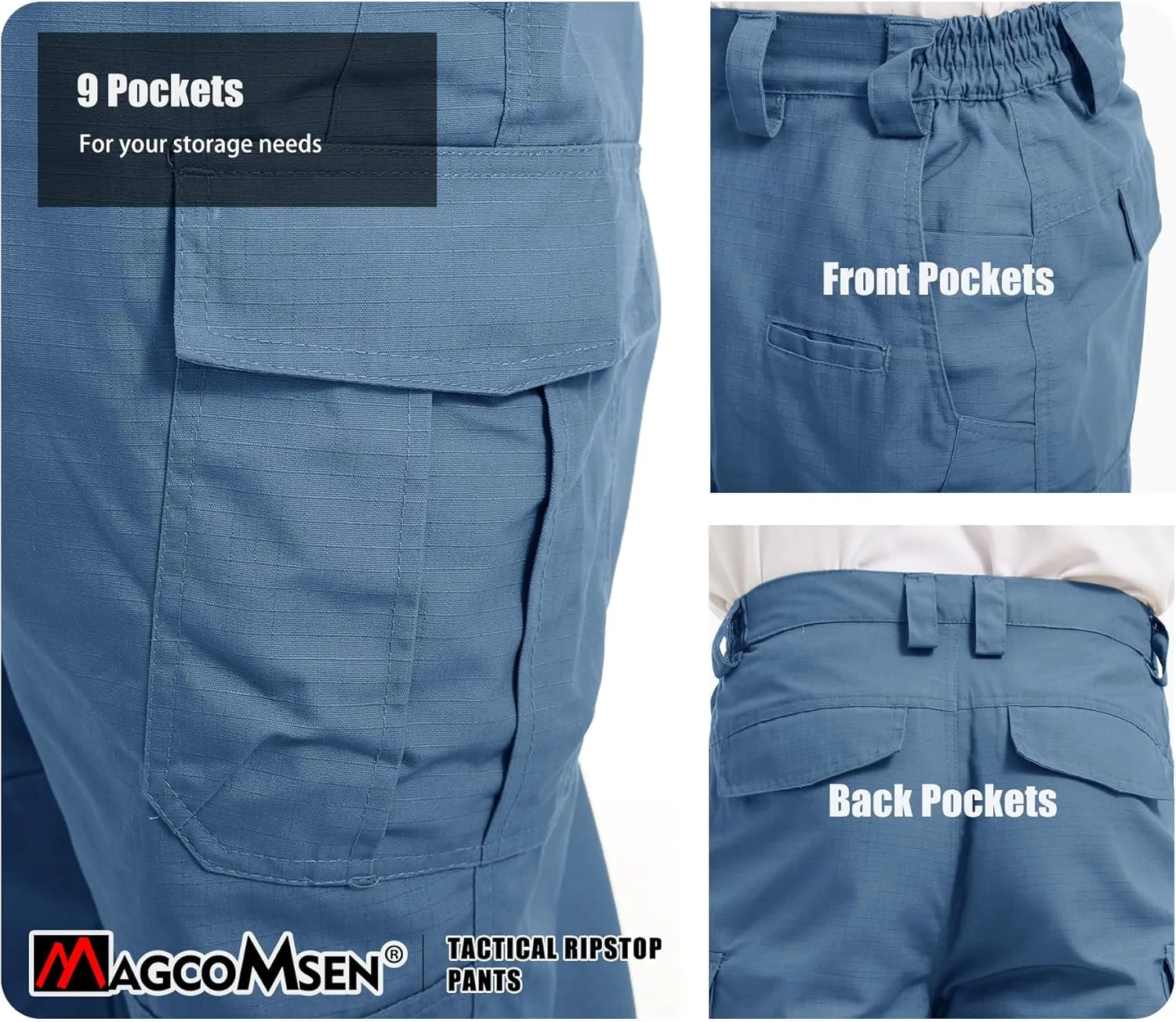 MAGCOMSEN Men's Tactical Pants 9 Pockets Ripstop, Water Repellent, Cargo Pants for Work, Hiking, Hunting(No Belt)