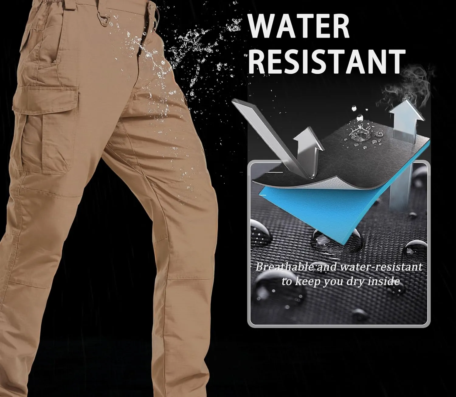 MAGCOMSEN Men's Tactical Pants 9 Pockets Ripstop, Water Repellent, Cargo Pants for Work, Hiking, Hunting(No Belt)