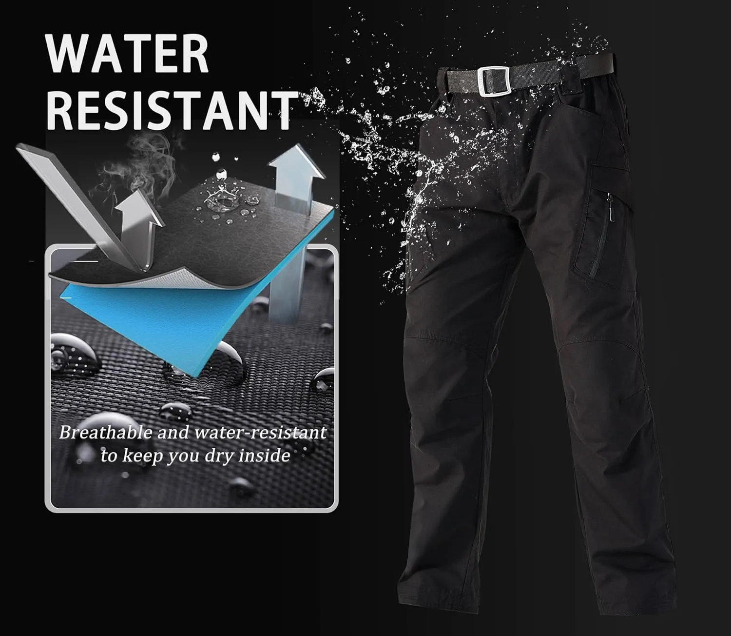 MAGCOMSEN Men's Tactical Pants with 9 Pockets Rip-Stop Lightweight Work Hiking Pants
