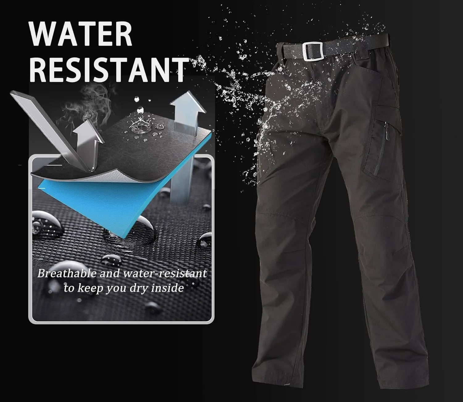 MAGCOMSEN Men's Tactical Pants with 9 Pockets Rip-Stop Lightweight Work Hiking Pants