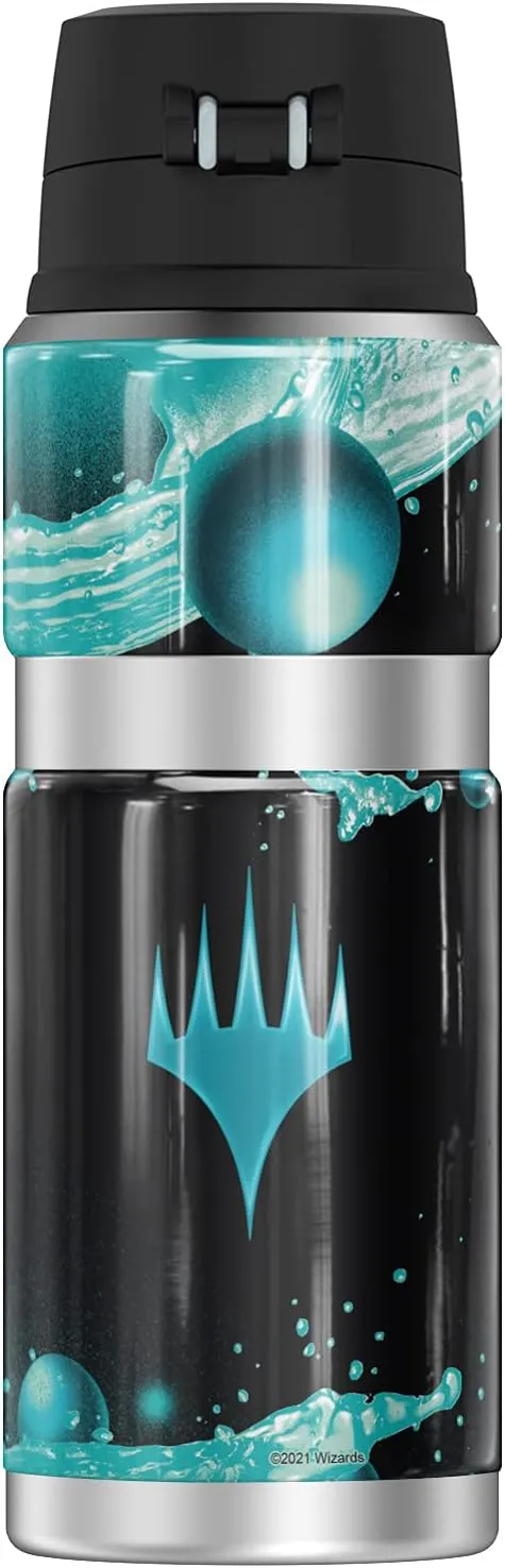 Magic The Gathering Blue Mana Stylized THERMOS STAINLESS KING Stainless Steel Drink Bottle, Vacuum insulated & Double Wall, 24oz