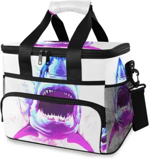 Majestic Fantasy White Shark Portrait Cooler Bag Insulated Cooler Soft Sided Cooler 24 Can Portable Picnic Bag Large Leakproof Lunch Bag Box for Beach Grocery Camping Travel Car Men Women
