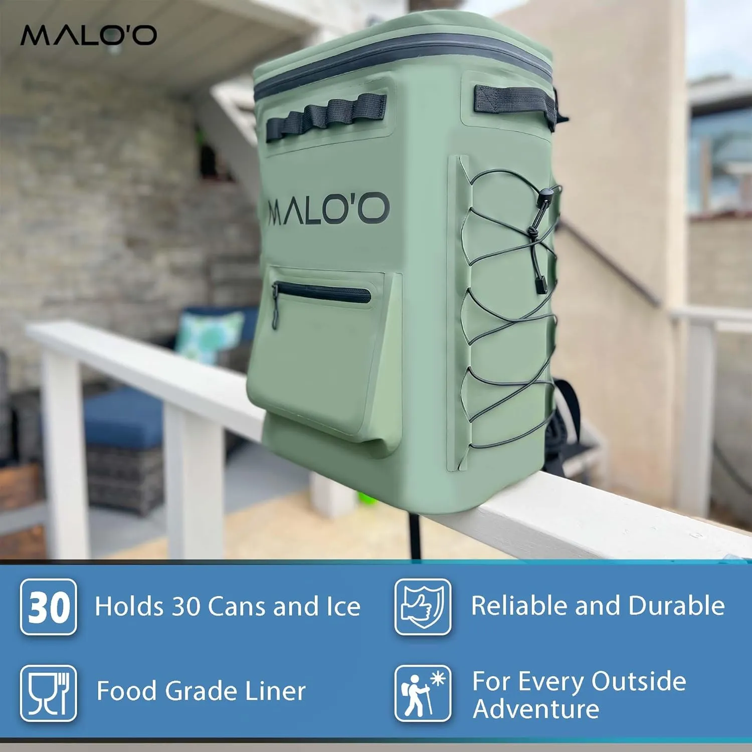 Malo'o Pro Adventure Insulated Backpack Cooler Holds 30 Cans for 48 Hours - Perfect Cooler Backpack Camping, Hiking, Fishing, Kayaking, Sports, or Beach- IceCell Technology Construction