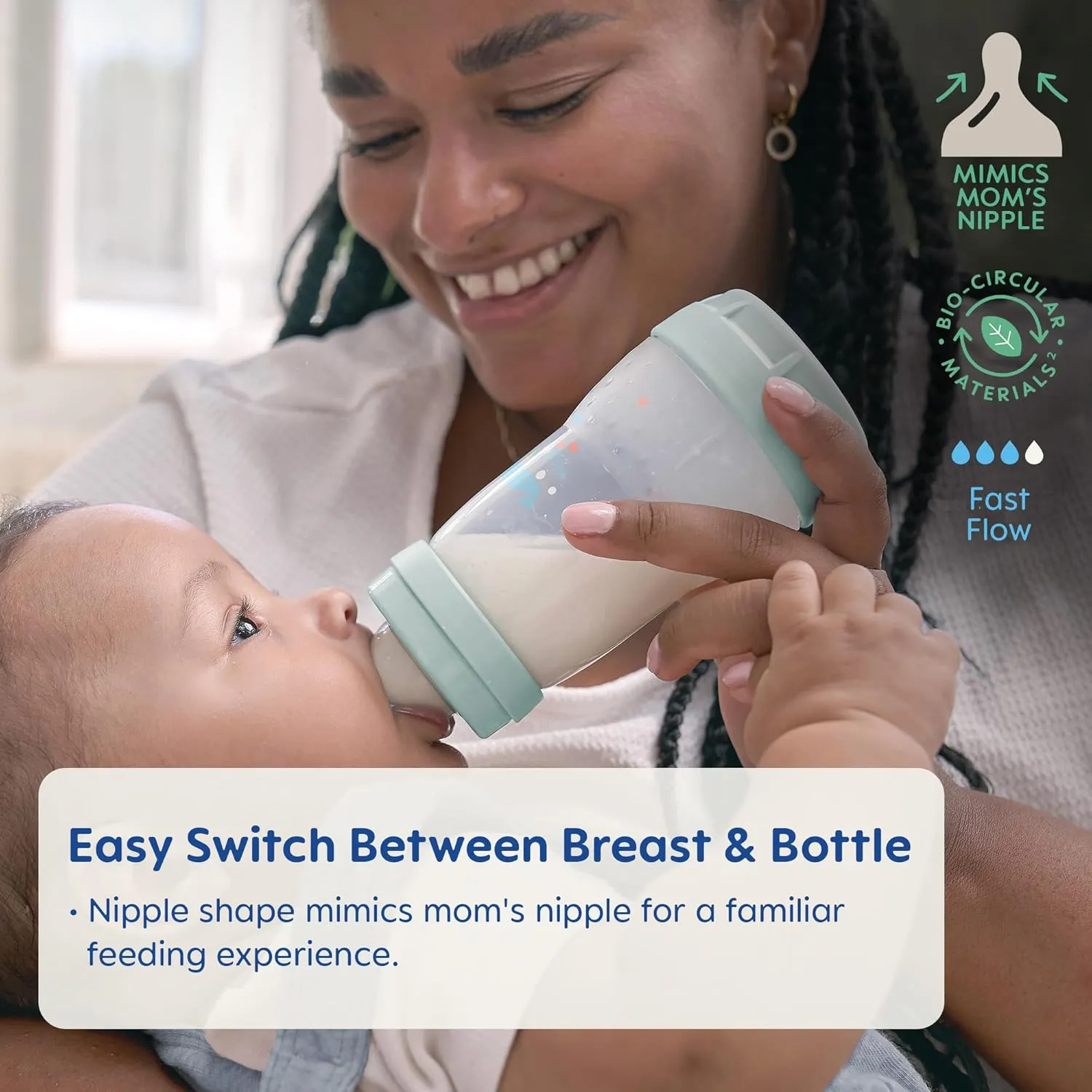 MAM 11oz Easy Start Anti-Colic Baby Bottles, Fast Flow, Breastfeeding-Like Silicone Nipple, Reduces Colic, Gas, & Reflux, Easy-to-Clean, BPA-Free, 4 Plus Months