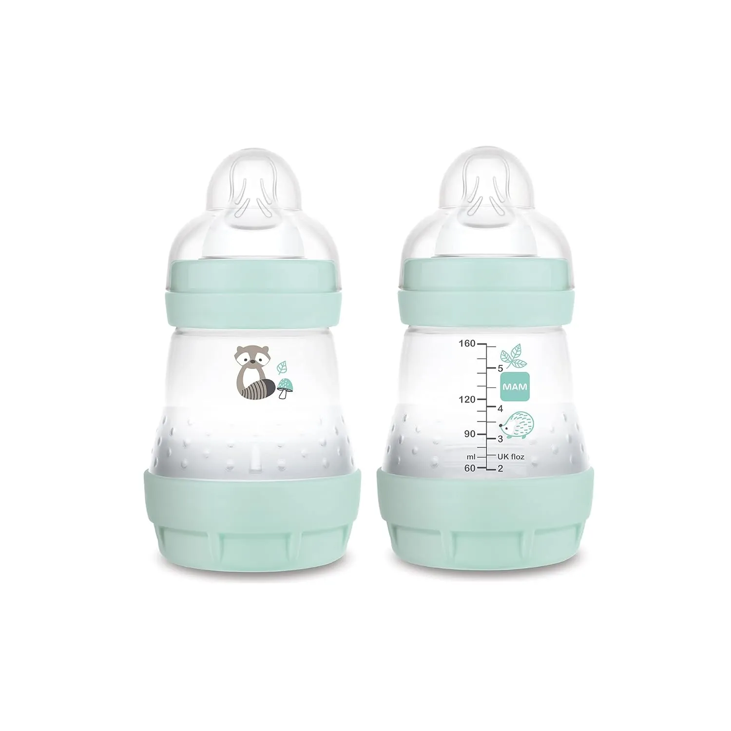 MAM Easy Start Anti-Colic Bottle, Baby Essentials, Medium Flow Bottles with Silicone Nipple & Easy Start Matte Anti-Colic Baby Bottles, 5oz (2 Count), Slow Flow Nipples, Baby Boy