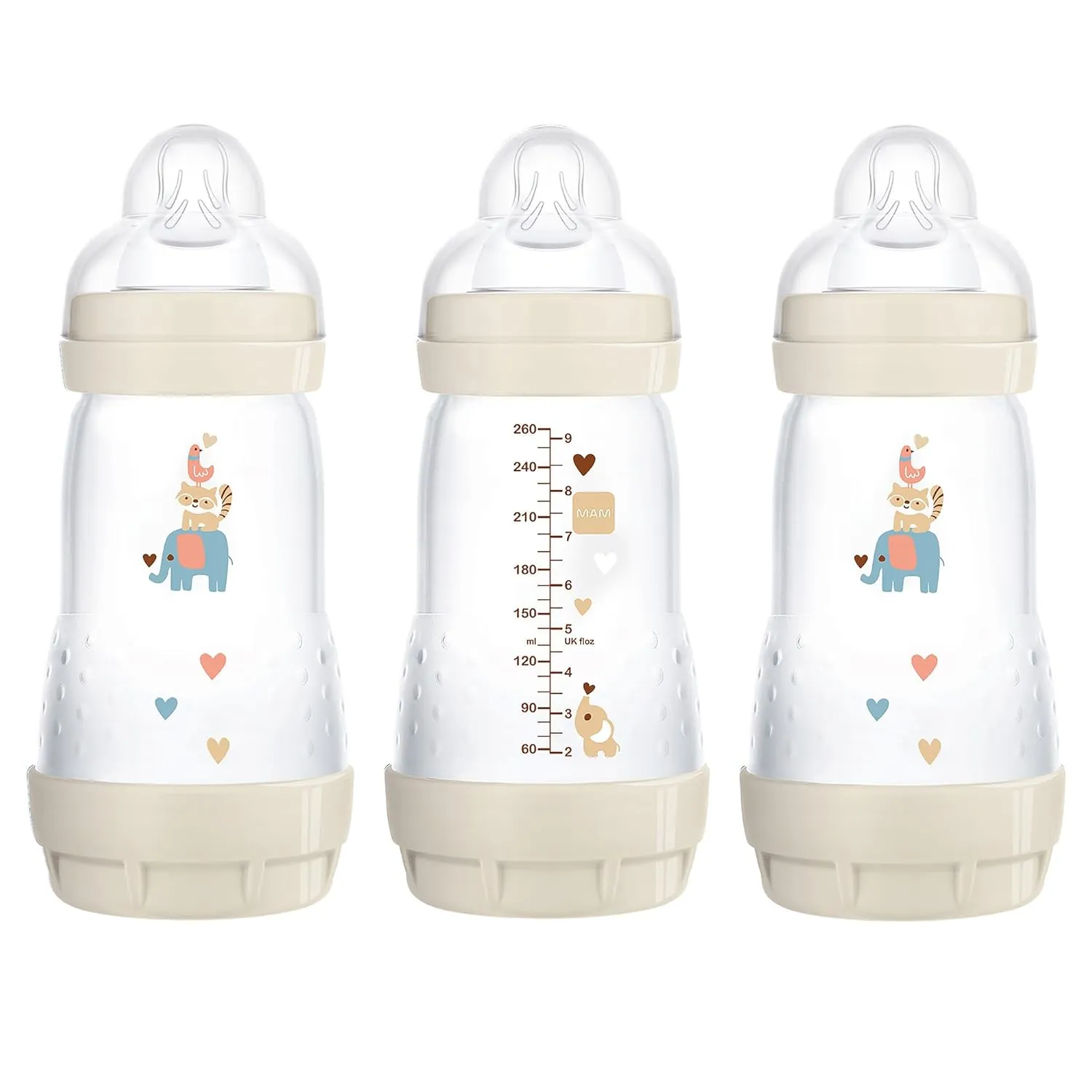 MAM Easy Start Anti-Colic Bottle, Baby Essentials, Medium Flow Bottles with Silicone Nipple & Easy Start Matte Anti-Colic Baby Bottles, 5oz (2 Count), Slow Flow Nipples, Baby Boy