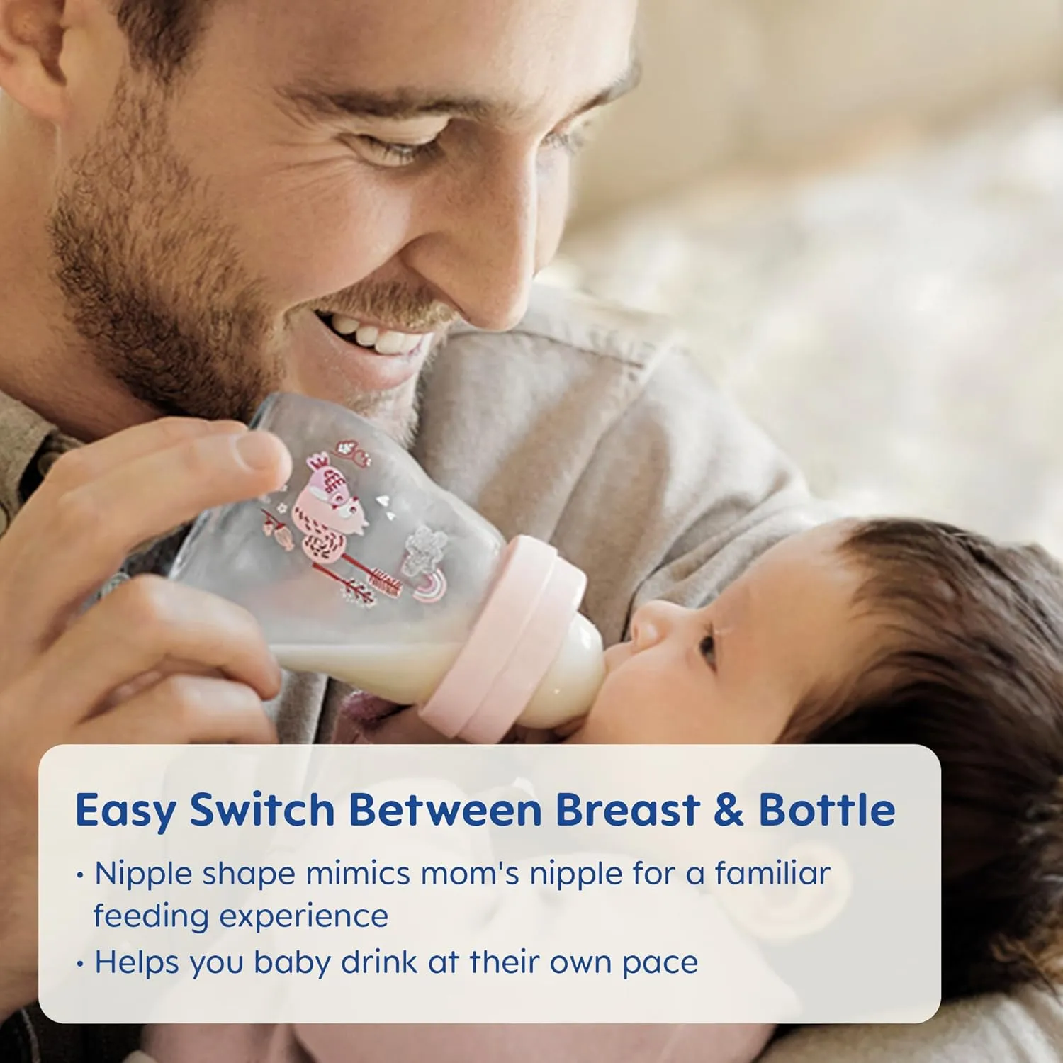 MAM Feel Good Slow Flow Premium Glass Baby Bottles, Easy Switch Between Breast and Bottle, 5oz, 0  Months, Unisex, 3 Pack