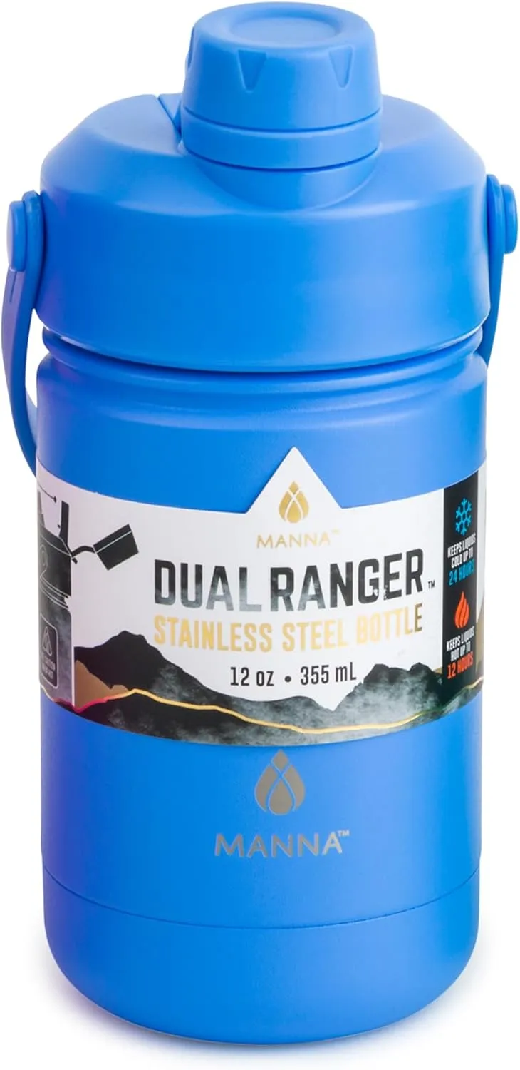 Manna Ranger Dual Insulated Stainless Steel Bottle - 12 Oz - Blue Powder Coat