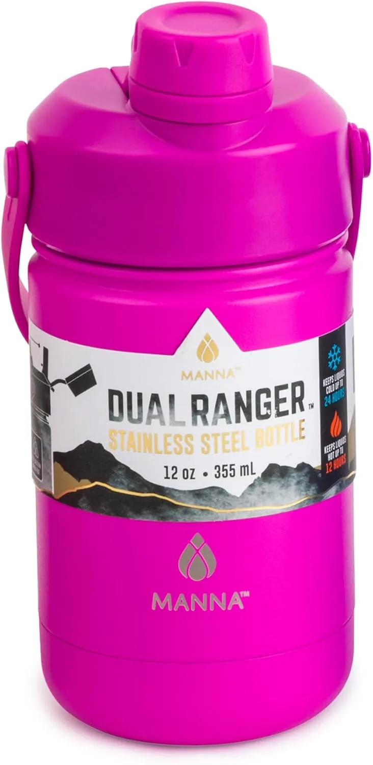 Manna Ranger Dual Insulated Stainless Steel Bottle - 12 Oz - Hot Pink Powder Coat