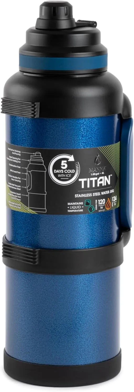 Manna Titan Stainless Steel Vacuum Insulated Jug - 4L - Sapphire