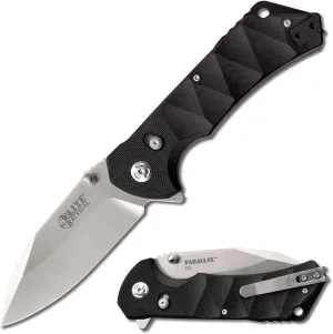 Manual Folding Knife w/D.L.M. - Parallax - Satin Finish Wharncliffe Blade, D2 Steel, Ball Bearing Pivot, G10 Handle w/Reversible Pocket Clip, EDC, ET-FDR005S