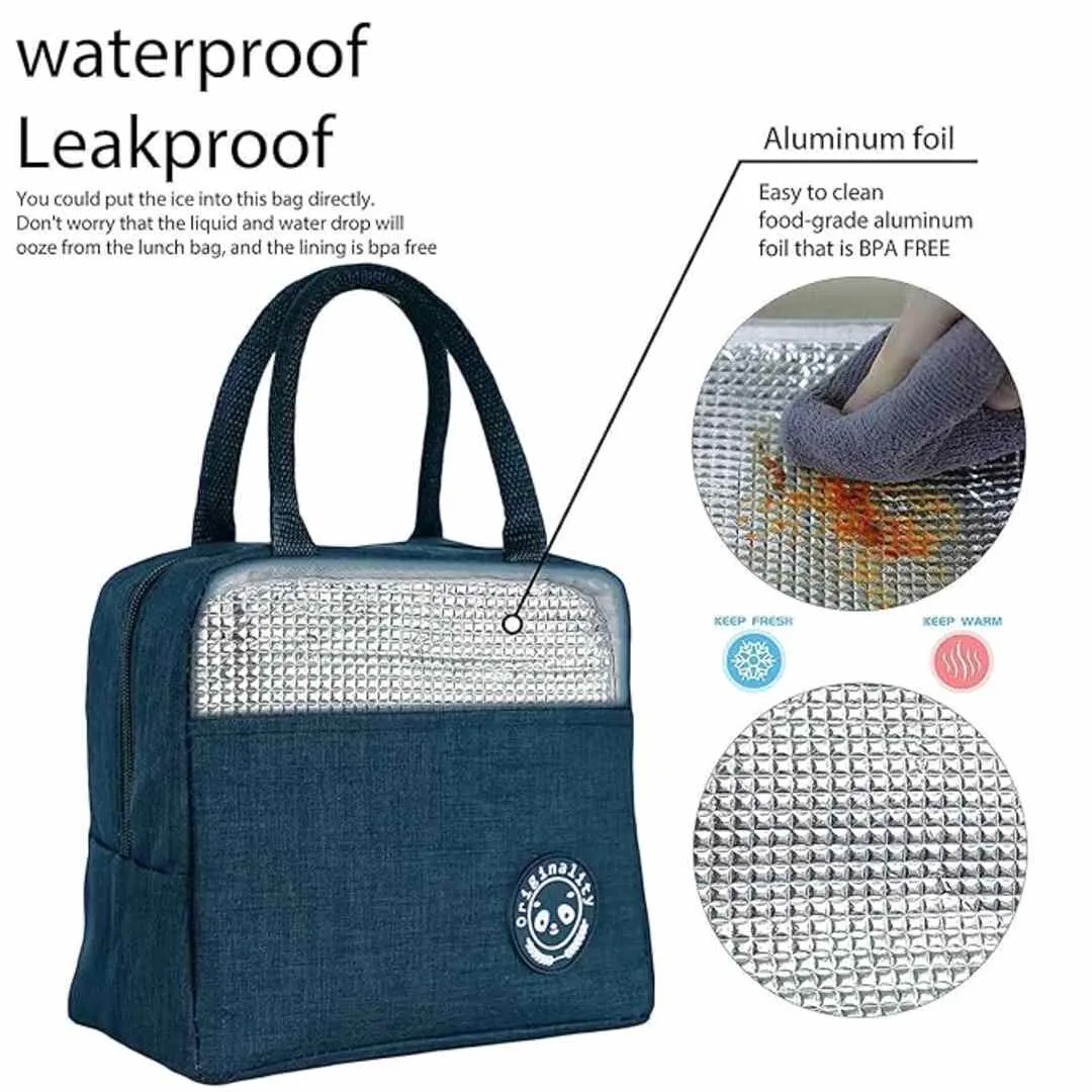 MAPPERZ Thick Thermal Insulated Lunch Bag  (Blue )