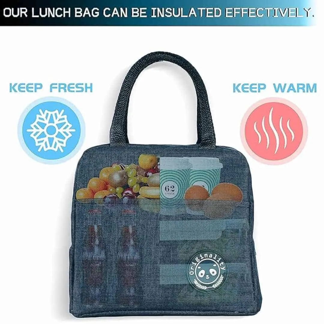 MAPPERZ Thick Thermal Insulated Lunch Bag  (Blue )