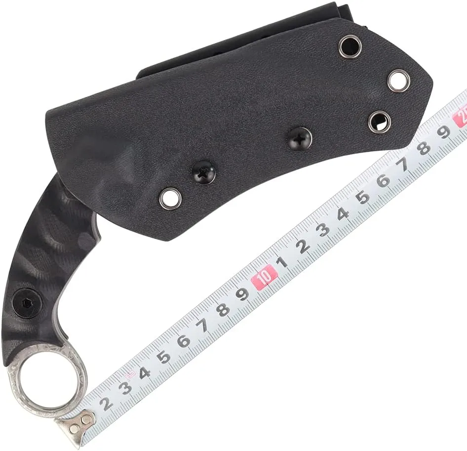 MASALONG Outdoor Survival claw Tactical teeth Knife Double edged sharp Fixed Blade Knife With Sheath (Damascus full tang)
