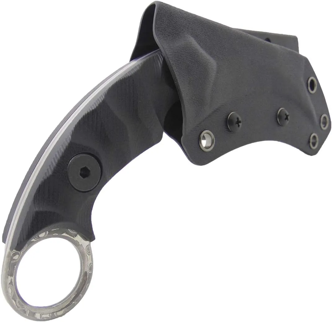 MASALONG Outdoor Survival claw Tactical teeth Knife Double edged sharp Fixed Blade Knife With Sheath (Damascus full tang)