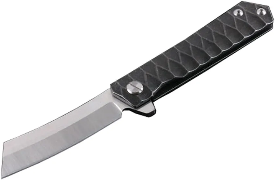 MASALONG Survival Tactical Titanium Handle D2 Blade Pocket Hunting Outdoor Folding Knife (A1)
