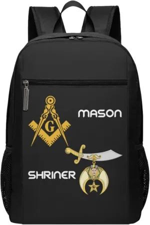 Masonic Shriner Split Lightweight Casual Backpack Knapsack Durable Travel Sports Shoulders Backpacks 17 Inch, Black