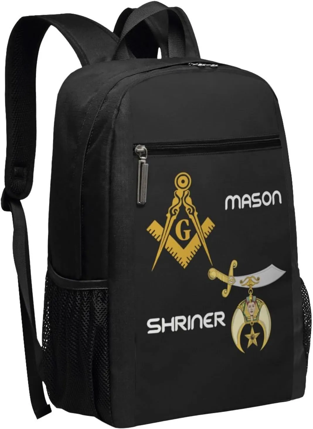 Masonic Shriner Split Lightweight Casual Backpack Knapsack Durable Travel Sports Shoulders Backpacks 17 Inch, Black