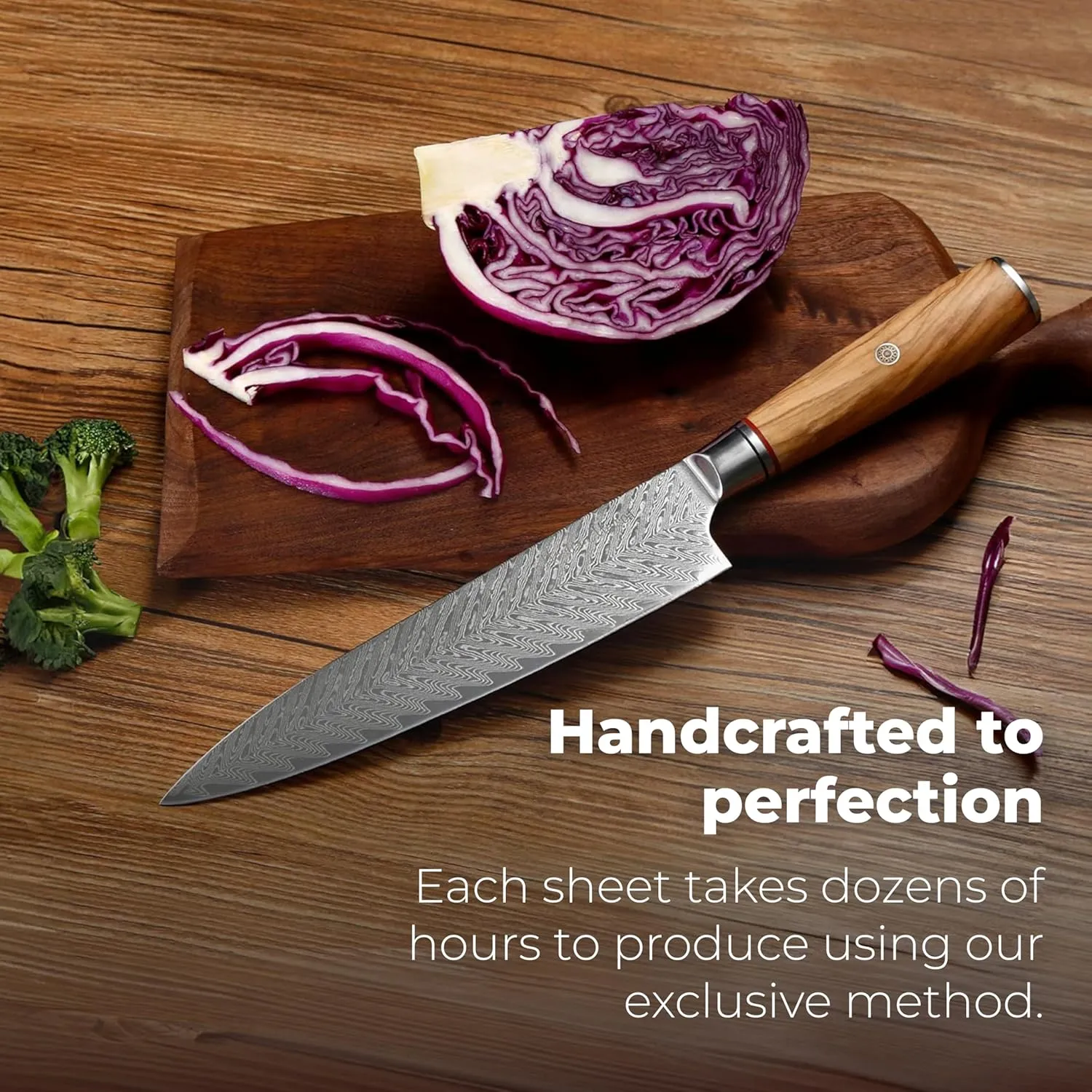 Master Maison Authentic 8" Chef Knife Damascus Steel with Full-Tang Wood Handle, Sheath, Sharpening Stone, Storage Box, & Drying Cloth | AUS-10 Japanese Ultra Sharp Stainless Steel Chef's Knife Set