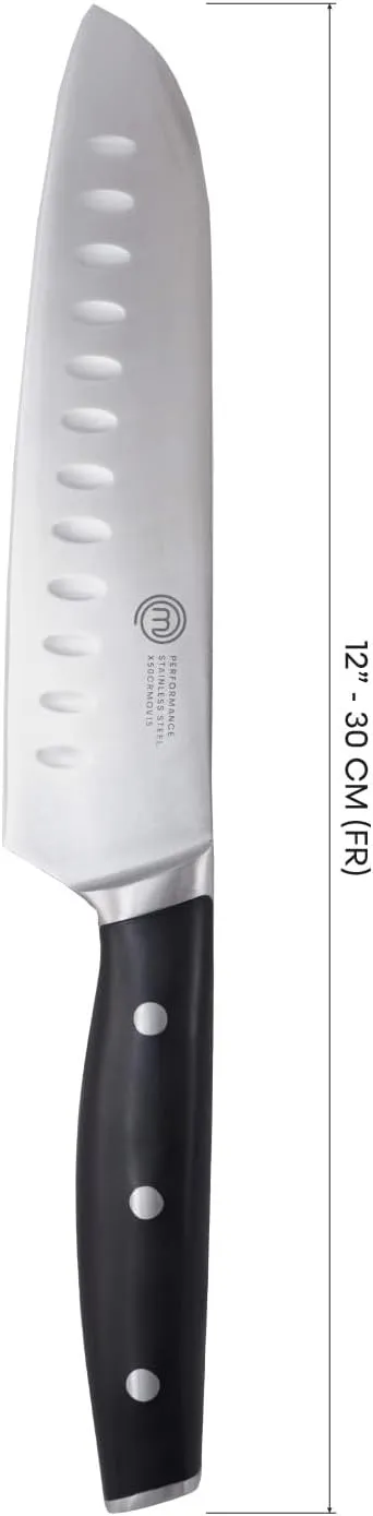 MasterChef Santoku Knife 12" with High Carbon Stainless Steel Blade and Triple Riveted Handles, Professional Quality Kitchen Knife for Precision Cooking at Home, Perfectly Balanced, Razor Sharp