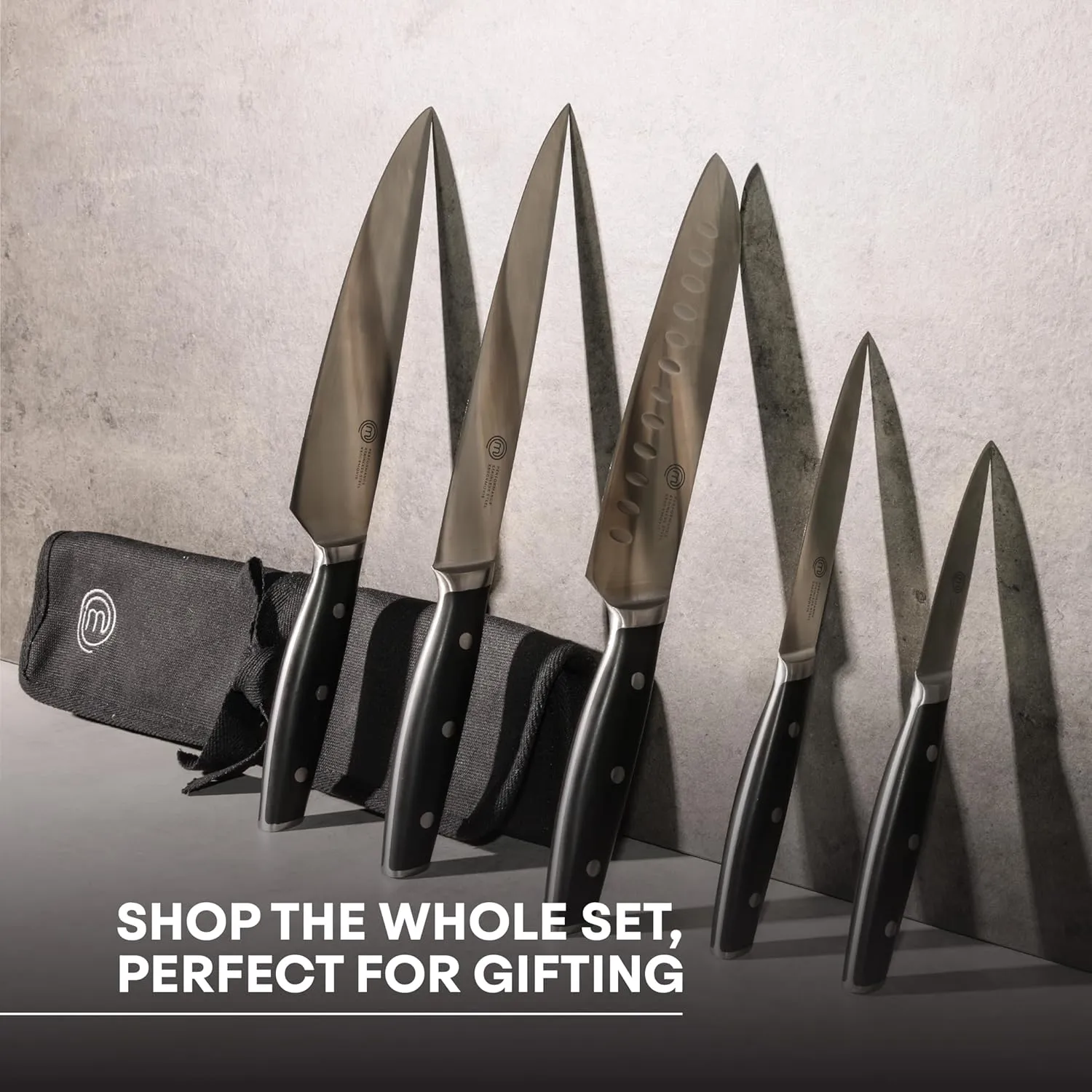MasterChef Santoku Knife 12" with High Carbon Stainless Steel Blade and Triple Riveted Handles, Professional Quality Kitchen Knife for Precision Cooking at Home, Perfectly Balanced, Razor Sharp
