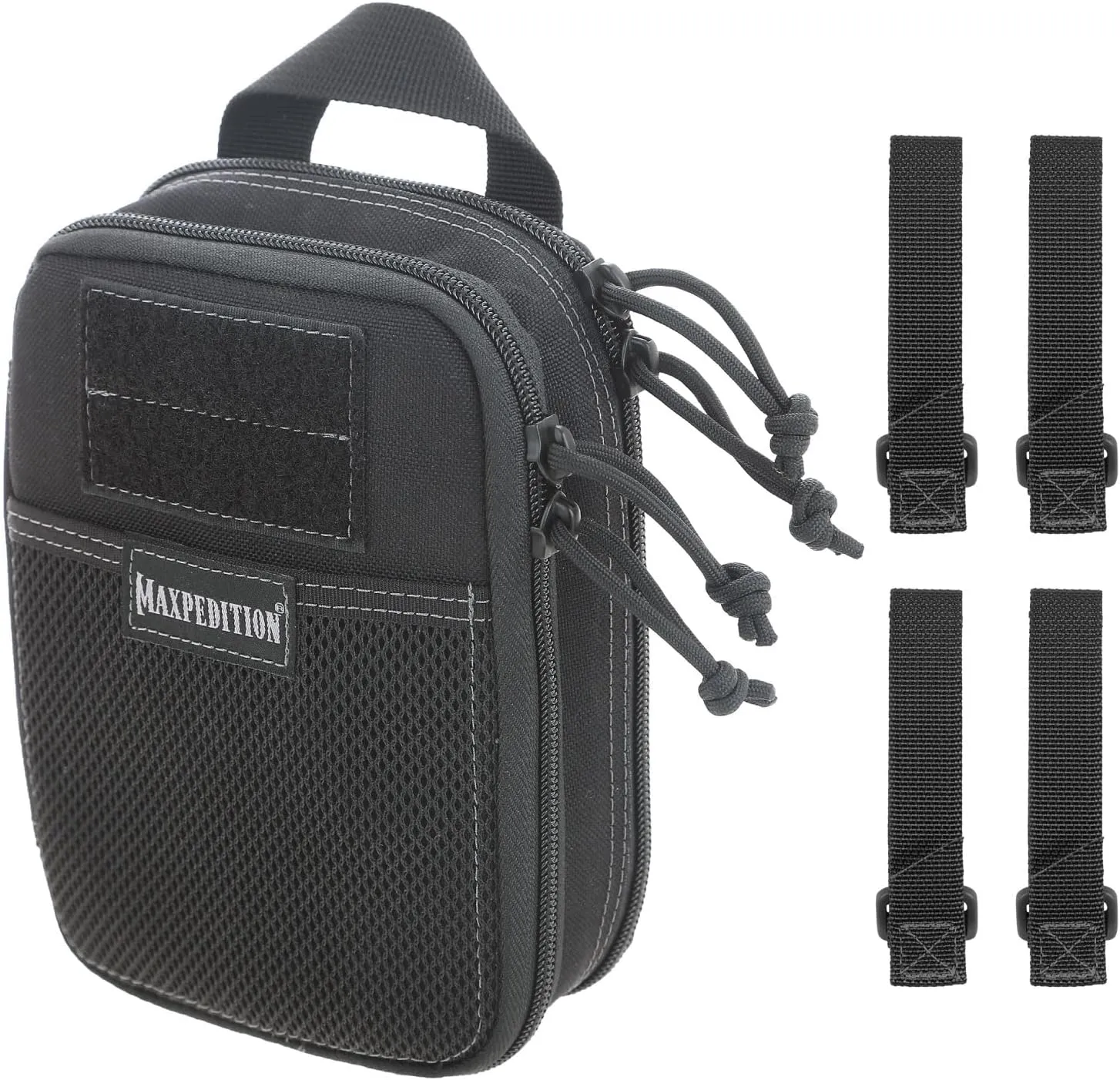 MAXPEDITION Double-Decker EDC Pocket Organizer with 3" TacTie Attachment Straps, Pack of 4, EDC Tool Pouch with MOLLE Straps (0247B, 9903B)