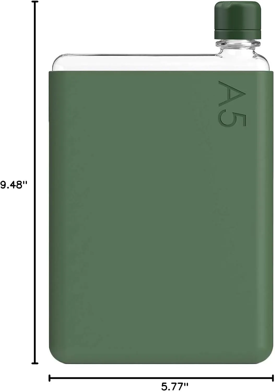 memobottle A5 (Moss Green) Bundle - 25oz (750ml) - Bottle, silicone sleeve & lid |Slim Water Bottle for Bags, Beside Books & Laptops | BPA Free Tritan | Modern & Minimalist