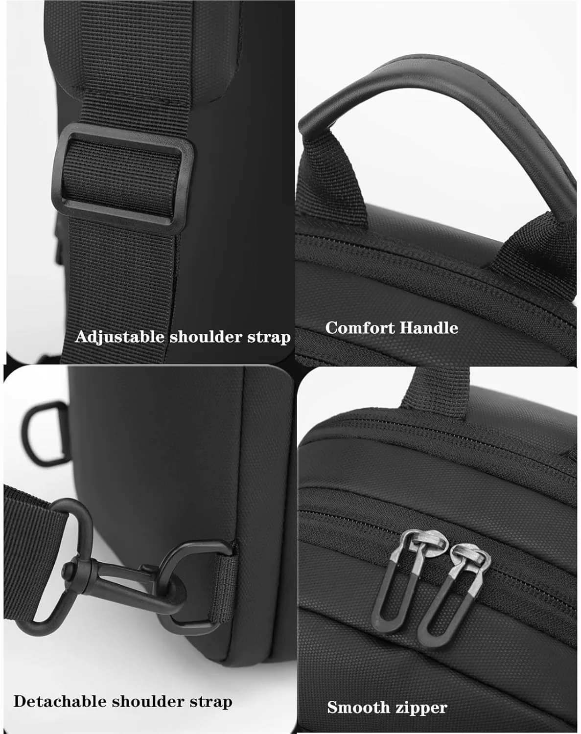 Men Crossbody Bag Fanny Pack, nylon fabric, Waterproof, Multi-pocket Running Belt Bag with Adjustable Strap, Lightweight, for Hiking Travel Cycling(White)