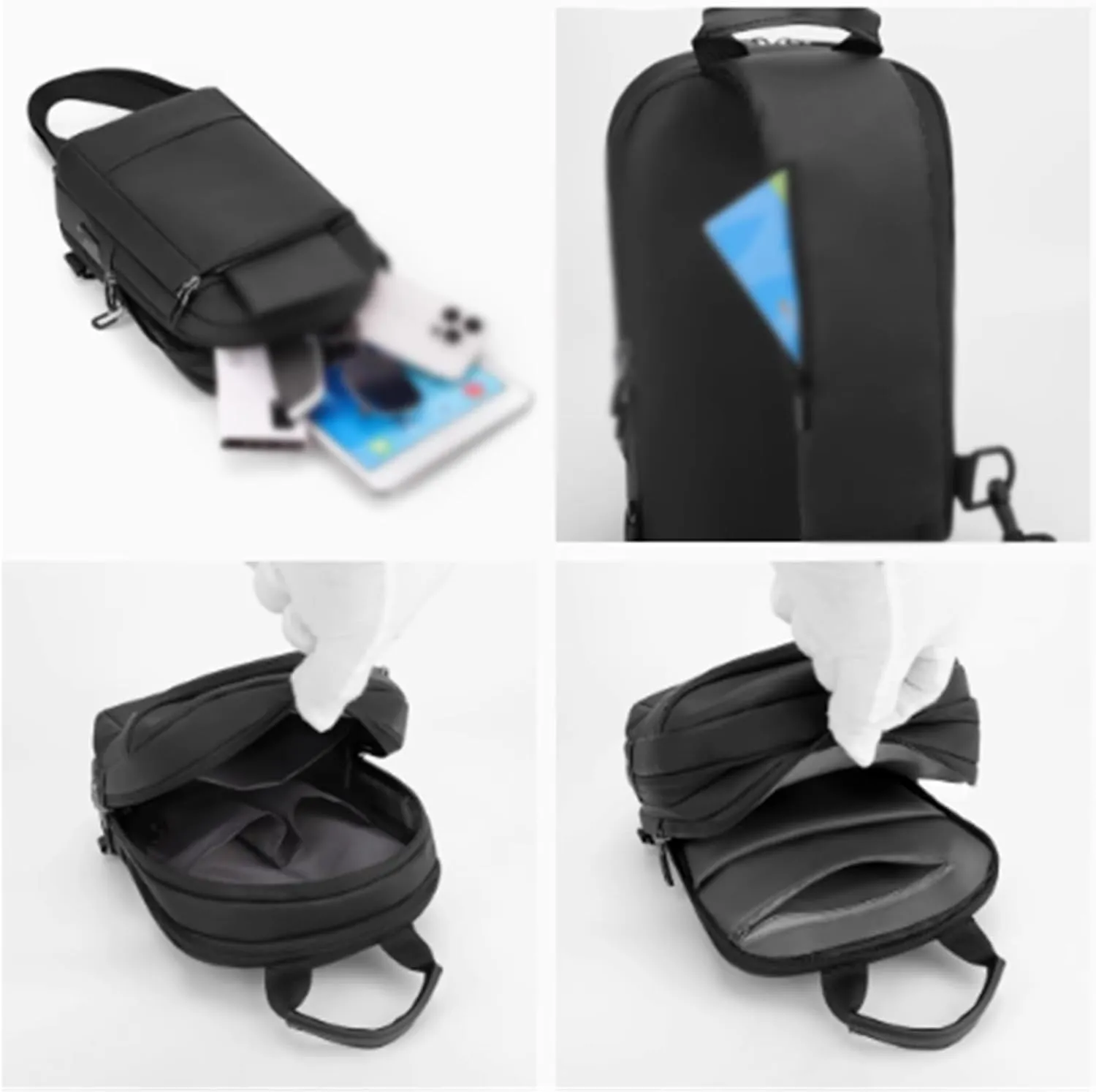 Men Crossbody Bag Fanny Pack, nylon fabric, Waterproof, Multi-pocket Running Belt Bag with Adjustable Strap, Lightweight, for Hiking Travel Cycling(White)