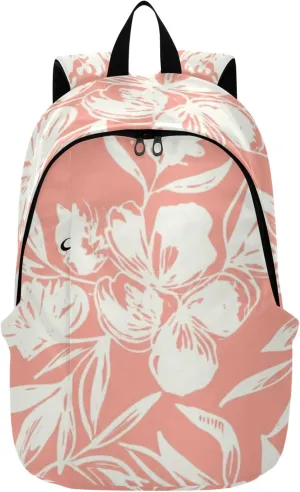 Mens Cute Backpack for Women Floral Sketches Leaves Peach Pink Personalized Gifts College Cool Backpack