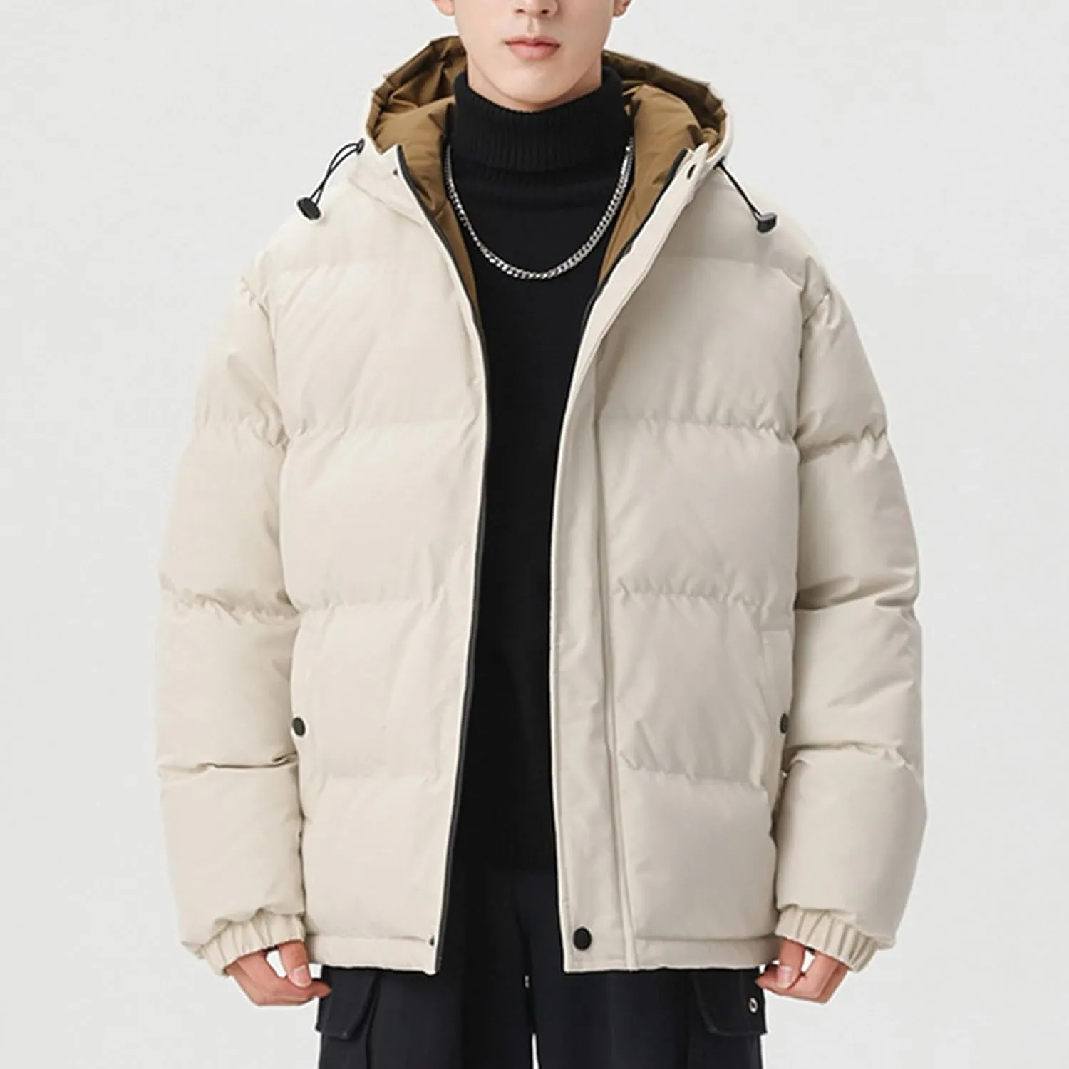 Men's Puffer Jacket Lightweight Warm Winter Coats Water Repellent Windproof Insulated Jacket Zipper Soft Outwear
