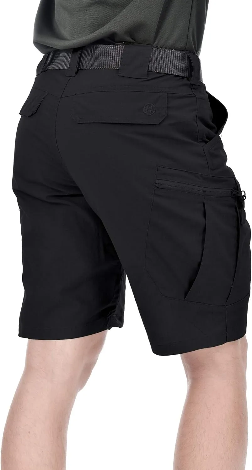 Men's Tactical Cargo Shorts 9.5 Inches Waterproof Ripstop Elastic Waist BDU Hiking Shorts Work