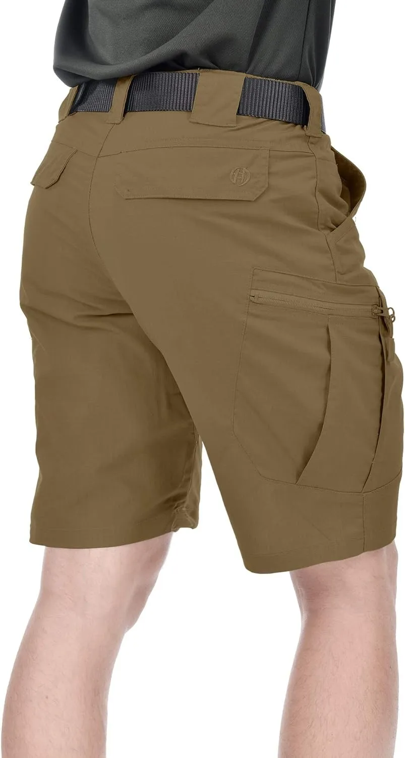 Men's Tactical Cargo Shorts 9.5 Inches Waterproof Ripstop Elastic Waist BDU Hiking Shorts Work