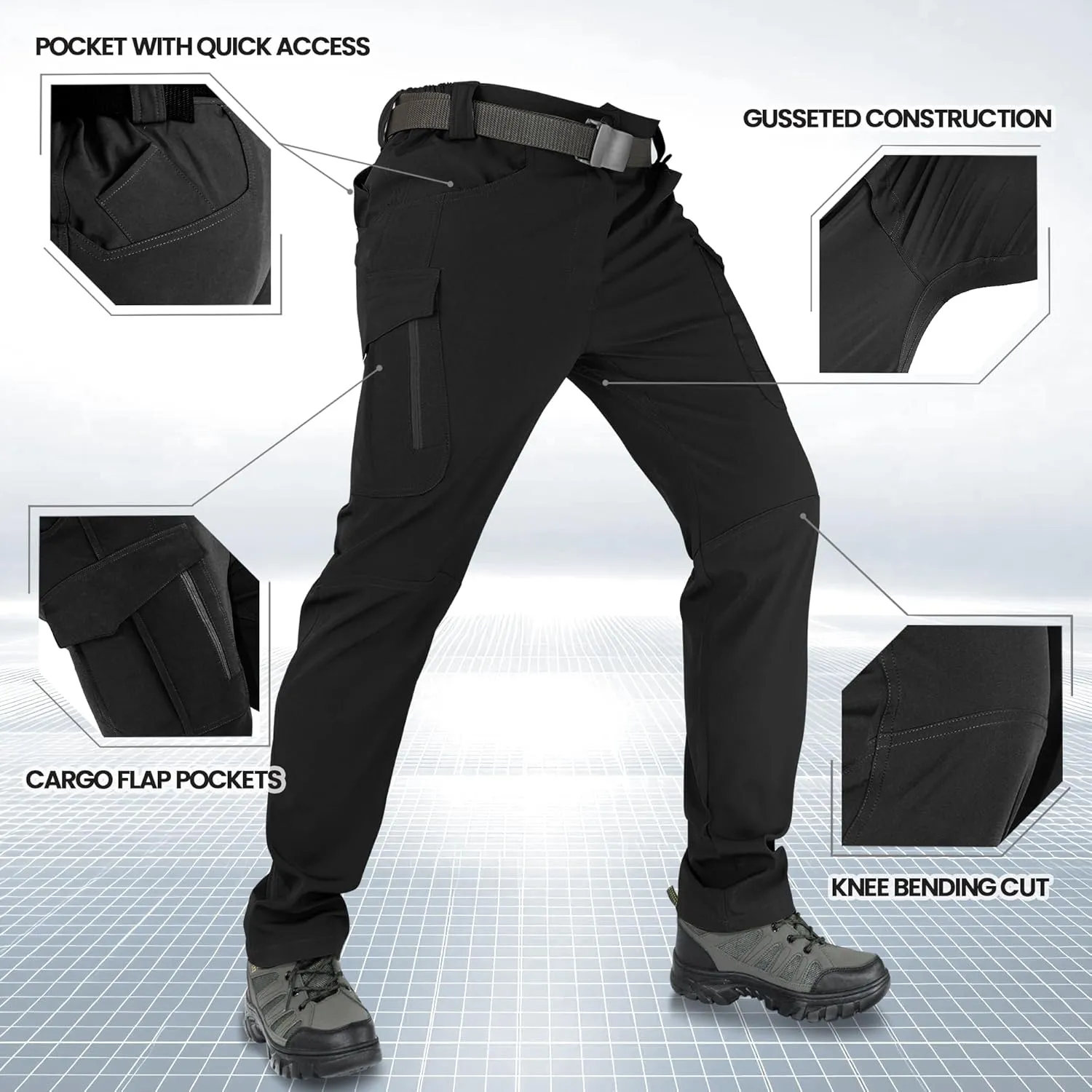 Men's Tactical Pants Durable Cargo Work Pants with Stretch Fabric,EDC Hiking Pants, Outdoor Hunting Appare