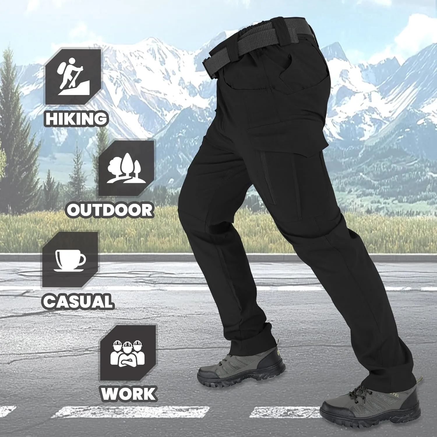 Men's Tactical Pants Durable Cargo Work Pants with Stretch Fabric,EDC Hiking Pants, Outdoor Hunting Appare