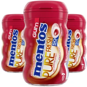 Mentos Pure Fresh Sugar Free Chewing Gum with Xylitol, Cinnamon, Bulk, 50 Piece Bottle (Pack of 3)