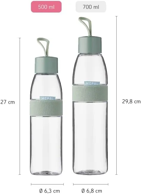 Mepal – Water Bottle Ellipse – Reusable Water Bottle – Leak Proof Drinking Bottle Suitable For Carbonated Drinks – BPA-Free - 500 ml – Nordic blue