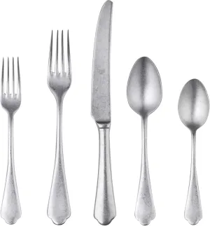 MEPRA 106622005 Dolce Vita Pewter 5-Piece Durable 18/10 Stainless Steel American Style Flatware Cutlery Set for Fine Dining, Dishwasher Safe, Service for 1