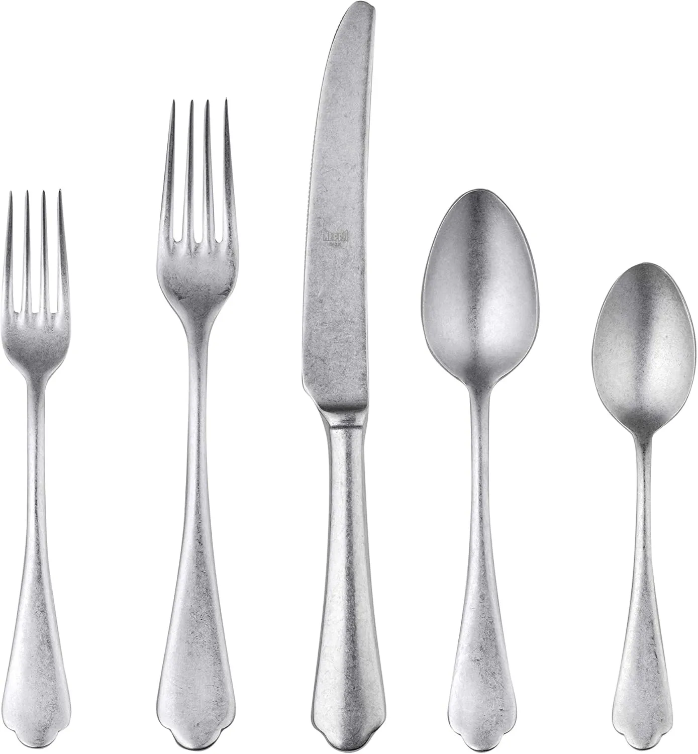 MEPRA 106622005 Dolce Vita Pewter 5-Piece Durable 18/10 Stainless Steel American Style Flatware Cutlery Set for Fine Dining, Dishwasher Safe, Service for 1