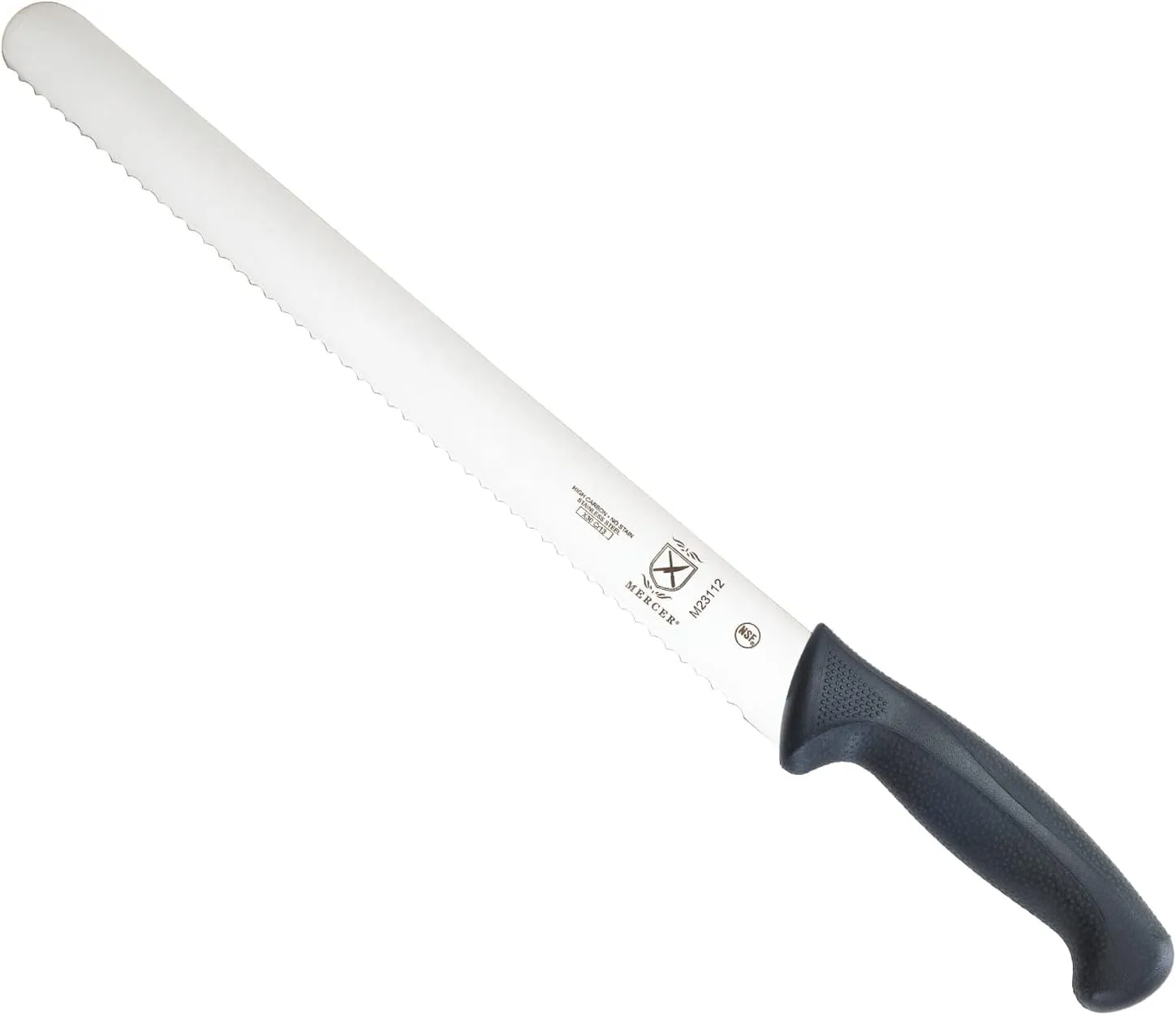 Mercer Culinary M23112 Millennia Black Handle, 12-Inch Wavy Edge, Slicer