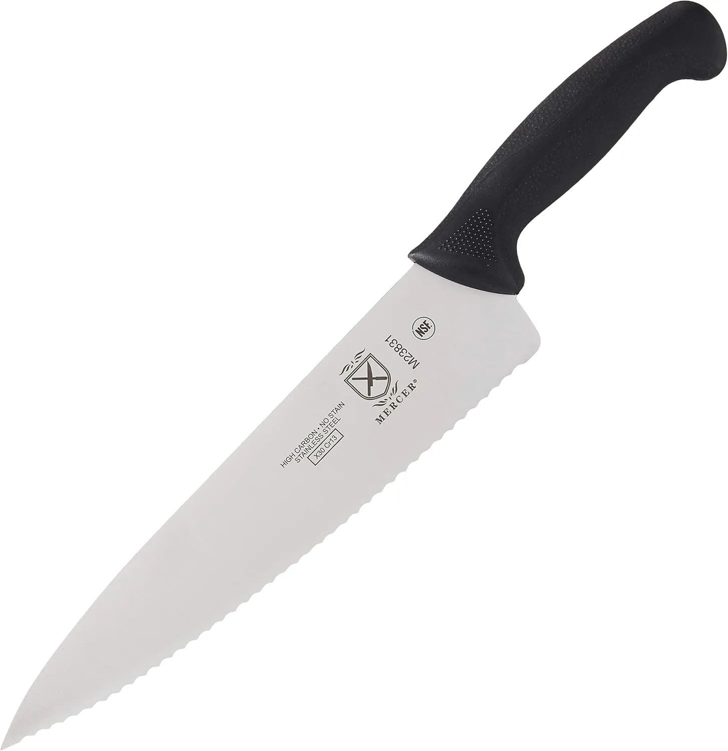 Mercer Culinary M23831 Millennia Black Handle, 10-Inch Wavy Edge, Chef's Knife