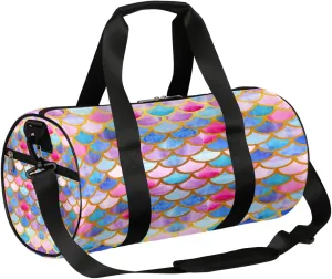 Mermaid Scales Sports Gym Bag Duffel Bags Workout Lightweight Shoulder Weekender Bag Travel Duffel Bag for Men Women(Rainbow)