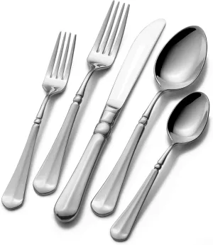 Mikasa, French Countryside Flatware Service for 12, 65 Piece Set, 18/10 Stainless Steel, Silverware Set with Serving Utensils