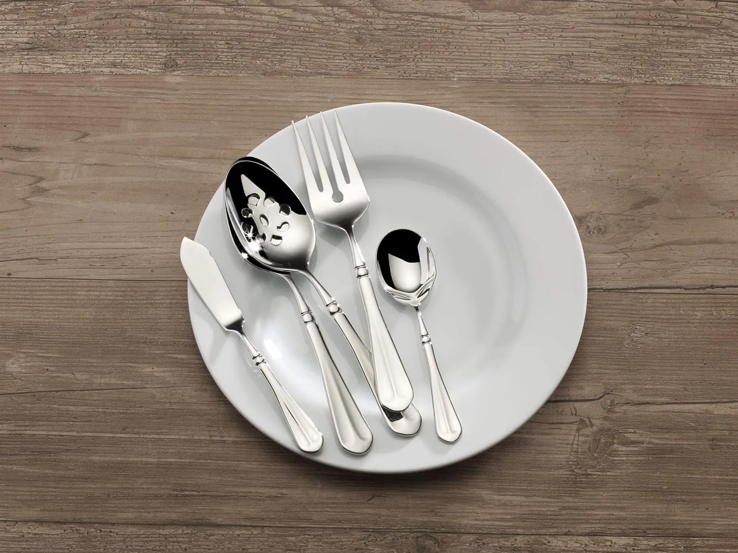 Mikasa, French Countryside Flatware Service for 12, 65 Piece Set, 18/10 Stainless Steel, Silverware Set with Serving Utensils