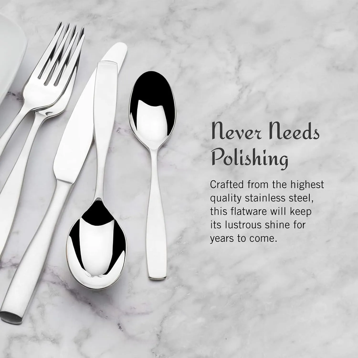 Mikasa, Satin Loft Flatware Service for 12, 65 Piece Set, 18/10 Stainless Steel, Silverware Set with Serving Utensils